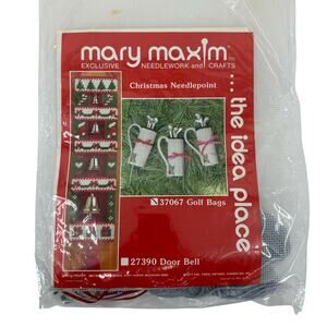 Mary Maxim Christmas Needlepoint Kit Golf Bags Holiday Ornaments 37067
